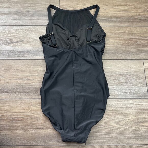 Alisha Levine High Neck One Piece Swimsuit Women's Size 8 Black Underwire - Picture 2 of 9